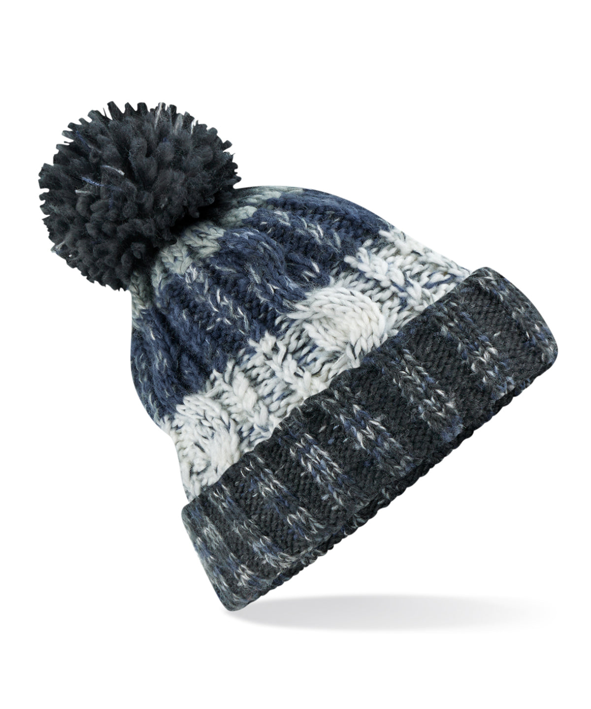 "Artic Dawn" Corkscrew pom pom beanie