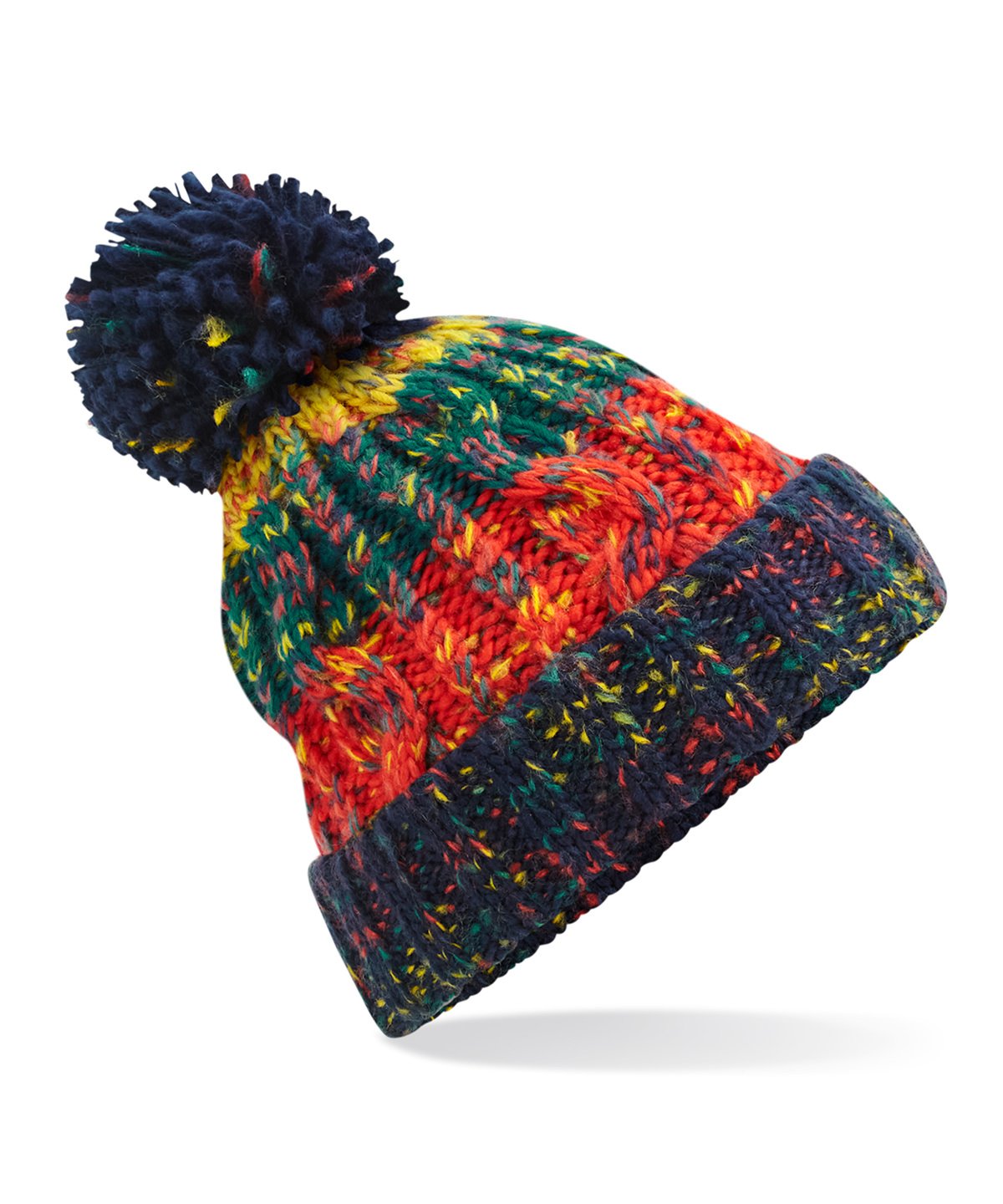 "Crackling Campfire" Corkscrew pom pom beanie
