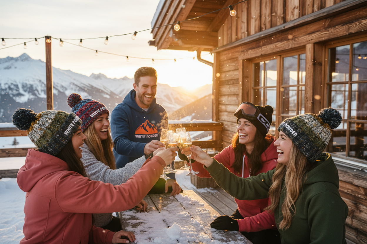 Après Ski Mountain Scene with Products
