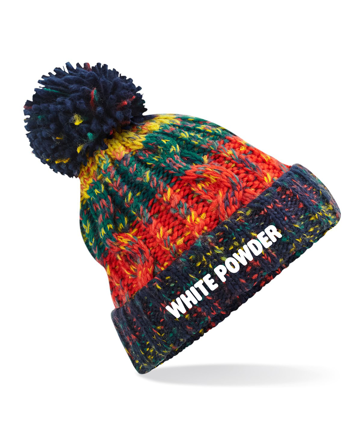 "Crackling Campfire" Corkscrew pom pom beanie