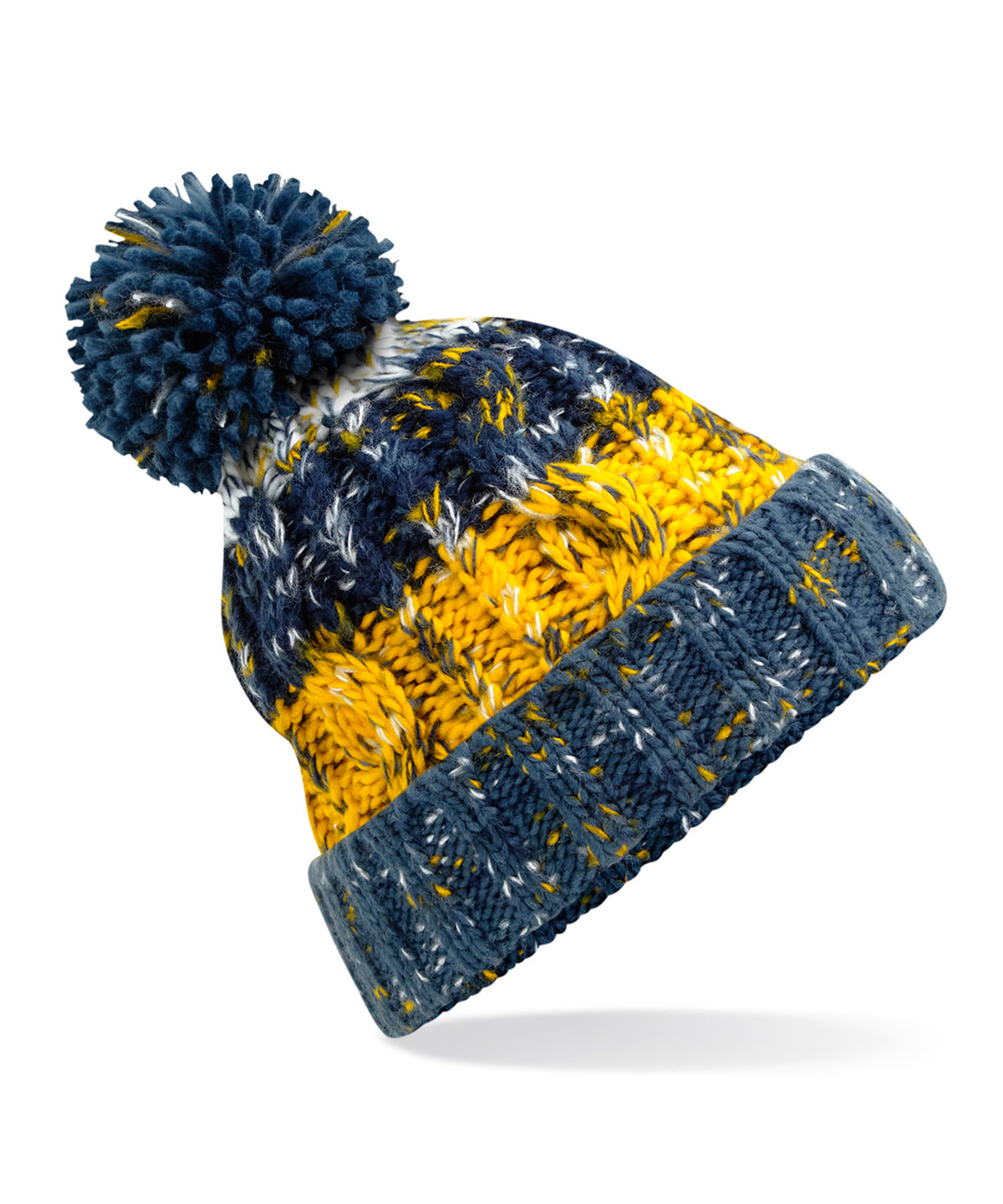 "Morning Frost" Corkscrew pom pom beanie