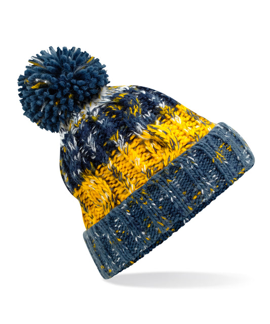 "Morning Frost" Corkscrew pom pom beanie