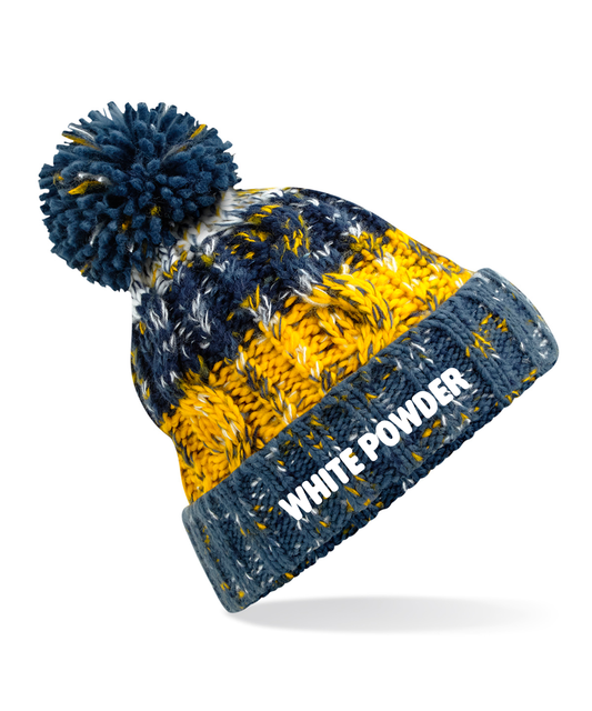 "Morning Frost" Corkscrew pom pom beanie